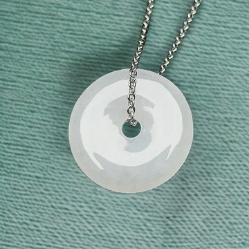 冰種白翡翡翠平安扣項鍊 | 天然緬甸玉翡翠A貨 | 送禮