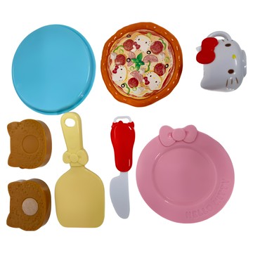 Hello Kitty 凱蒂貓 尼你廚房系列 比薩組 3歲以上  凱蒂貓 藍色 + 粉色 + 白色 + 棕色 + 黃色  KT-50116  1組