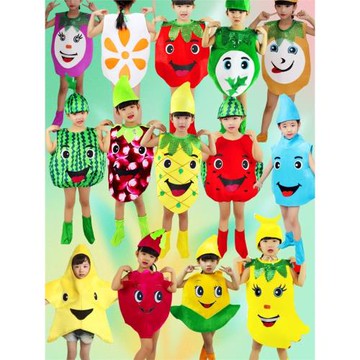兒童水果蔬菜演出服西瓜菠蘿草莓香蕉芒果親子蔬菜水果表演衣服