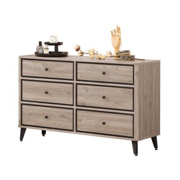 唯熙傢俱-艾芙淺灰橡色六斗櫃 抽屜櫃