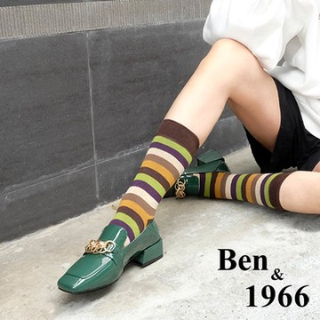 Ben&1966高級頭層牛漆皮流行兩穿樂福鞋-草綠(208212)