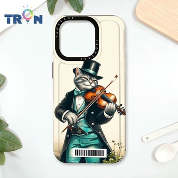 TRON IPhone 16 Pro 小提琴 鋼琴紳士貓咪 防摔太空載具殼 透黑 軟硬 手機殼