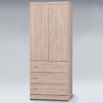 Homelike 喜家居2.7尺三抽附鏡衣櫃(1637)-81x60x200cm
