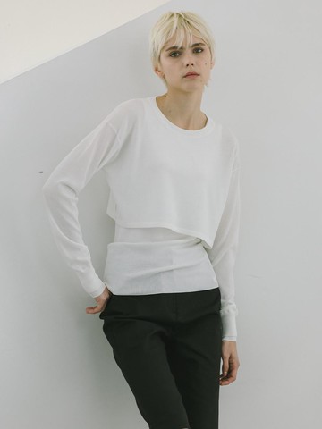 RELAX SLEEVELESS TOP SET SWEATER [WHITE]