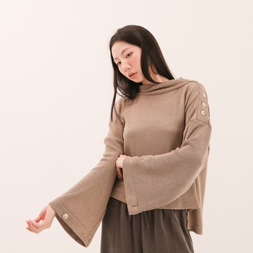 【經典原創】Density_密度前短後長寬袖上衣_CLT523_卡其