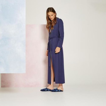 春新款正品女士純色中長款家居睡袍 性感舒適家居服浴袍