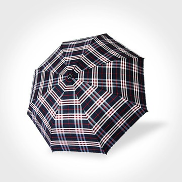 雙龍英國風央帶格紋易開收折傘秒收傘超撥水雨傘(丈青藍)