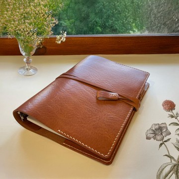 【質感推薦】艾曼紐 A5 六孔活頁皮革筆記本/手帳/植鞣革-琥珀色