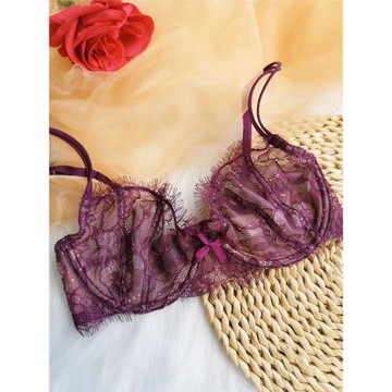 超薄文胸性感透明透視蕾絲超薄杯大胸網紗薄款內衣大胸顯小胸罩夏