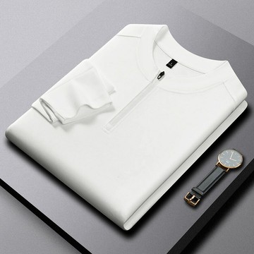 【新款熱賣】爆款男士長袖半拉鏈免燙圓領t簡約百搭休閑保暖衣凈版上衣T恤