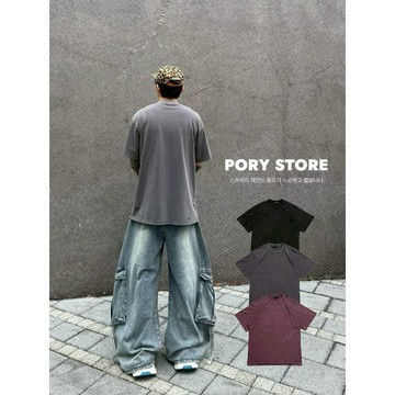 【PORY STORE】獨家！重磅❗️韓系解構渲染水洗短T 實拍 寬鬆 百搭 男生短袖 短袖 短袖T恤