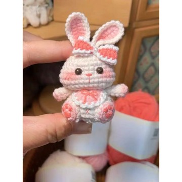 送教程💛毛線手工編織小兔子掛件鉤針diy材料包針織玩偶禮物打發時間解悶 編織材料包diy diy手作材料包 羊毛氈編織
