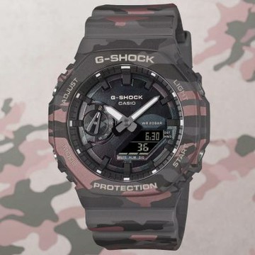 CASIO 卡西歐 G-SHOCK 時尚迷彩 八角雙顯腕錶 錶 手錶 送禮 GA-2100CMD-8A