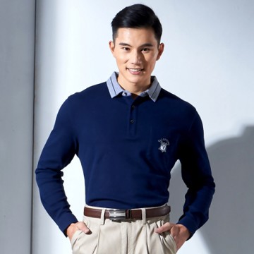 Emilio Valentino 范倫鐵諾素面POLO衫_深藍(30-7V9553)