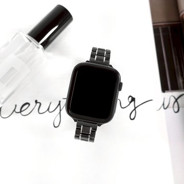 Apple Watch 全系列通用錶帶 蘋果手錶替用錶帶 蝴蝶扣 陶瓷錶帶 黑色 ＃836-52-BKSR