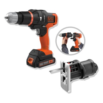 (組合) BLACK+DECKER 20V MAX單鋰電第三代可換頭惡魔機+線鋸頭
