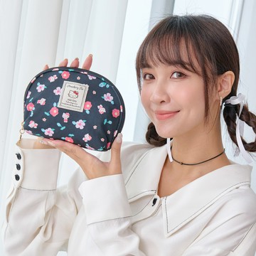 【Hello Kitty】花園午茶-化妝包-黑 KT03I05BK(11GI)
