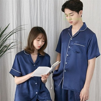 パジャマ ペアルック ルームウェア ペアパジャマ 春夏 前開き 上下セット カップル 半袖 レディース メンズ 部屋着 寝巻き お揃い お祝い 寝間着 Tシャツ パンツ 通販 Lineポイント最大get Lineショッピング