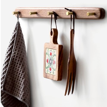 【N.SPACE】黃銅胡桃木掛鉤 廚房 玄關 實木 3鉤 5鉤 免打孔掛鉤 3M膠 掛鉤 咖啡機掛鉤 咖啡布掛鉤 掛勾