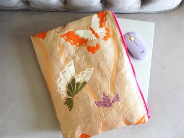 【獨一無二】和服腰帶 × 帆布電腦包 手拿包 和風現代 個性十足 色彩繽紛 腰帶再造 和服再造