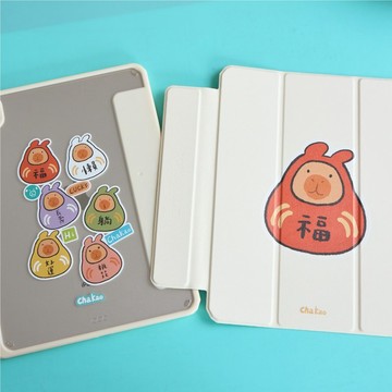 查高插畫好運達摩強悍磁吸iPad三折/Y折保護殼