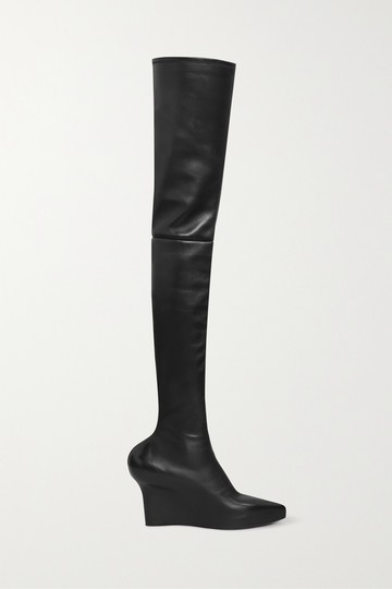 Givenchy - Leather Over-the-knee Wedge Boots - Black - IT39.5