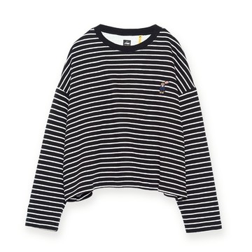 5th STREET｜山形｜女裝｜寬版條紋長袖T恤｜黑色