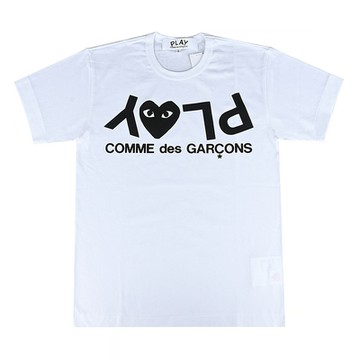 Comme Des Garcons Play 川久保玲LOGO純棉短袖T恤(白/男款)