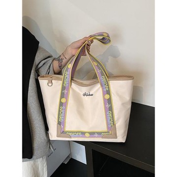 新款大容量防水單肩包通勤OL百搭托特包上課包補課袋購物袋手提包