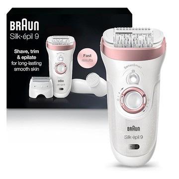 BRAUN【日本代購】百靈 Epilator Silk-épil 9 女性除毛器 乾濕兩用 清潔刷修剪器 無線 可充電 美容套組 9-880