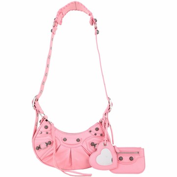 BALENCIAGA Le Cagole XS 鞣製小羊皮肩/斜背可頌包(粉色)