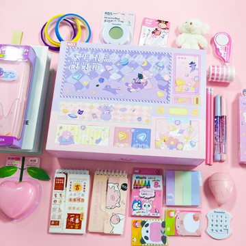 文具禮盒套裝 文具禮盒戳戳箱文具套裝禮盒學習專用大禮包小學生兒童可愛開學季洞洞樂卡通禮『XY33359』
