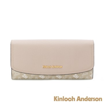 【金安德森】 Genevieve 經典老花壓釦長夾-杏灰