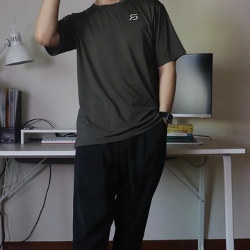 AllConf系列 半落肩休閒訓練短袖上衣 - 石墨綠