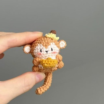 手作🍋毛線鉤針鉤織可愛元寶猴有錢玩偶diy材料包自制鑰匙扣掛件送朋友手工藝手做 鉤針材料包毛線玩偶