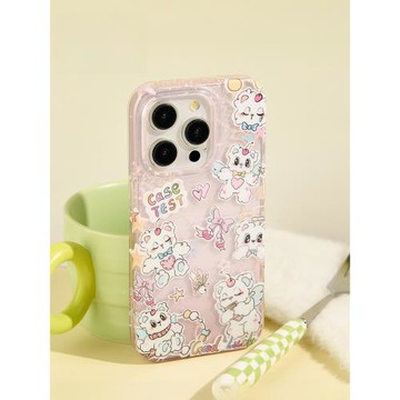 殼試驗原創幸運甜心雙層印花閃粉適用iPhone17pro手機殼可愛卡通蘋果17promax新款16pro創意16promax15pro14