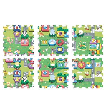 PMU 必美優 環保高密度PE地墊 五層防護 巧拼地墊含邊條  55 x 55 x 1.5cm  大富翁  1入