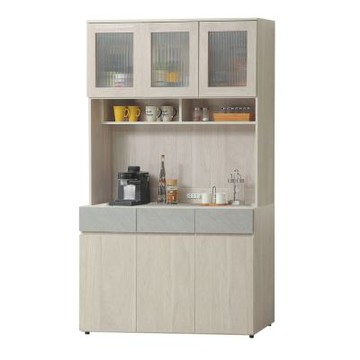 文創集 莫加森4尺六門三抽高餐櫃組合-120x40x201cm免組