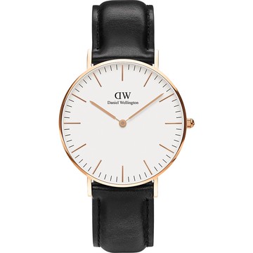 Daniel Wellington DW 手錶 Classic Sheffield 40mm爵士黑真皮皮革錶 DW00100020