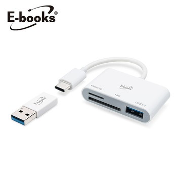 E-books T49 Type-C 三合一讀卡機+USB3.2 HUB 贈USB轉接頭