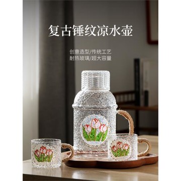 復古冷水壺家用客廳夏天晾涼白開水壺玻璃耐高溫高顏值檸檬水容器