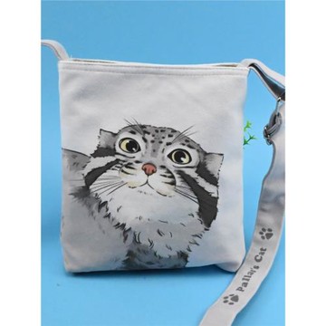 兔猻尾巴可愛動物手繪斜挎迷你休閑帆布包時尚印花潮流背包