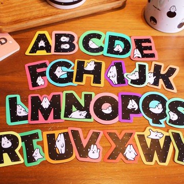 Mori Shu麻糬兔A to Z字母手工貼紙組( 26張一套)