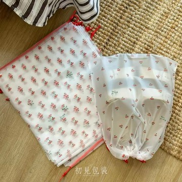 【台灣出貨】一次性鞋袋 防塵袋 抽繩袋 束口袋 鞋子收納袋 旅行收納 可愛櫻桃袋子 衣物收納 磨砂半透明 分裝袋 鞋袋