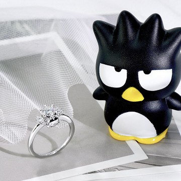 BADBADTZ系列-酷企鵝莫桑石單鑽純銀戒指