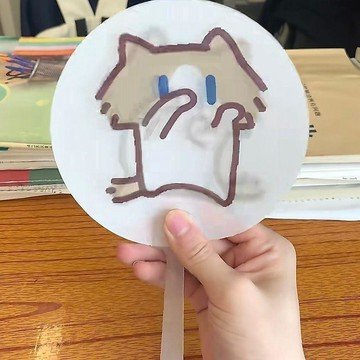 ✨台灣出貨✨新款小紅書同款會跳舞哈基米扇子月薪貓光柵動畫扇趣味隨身小圓扇月薪