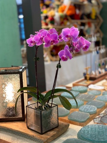 海棠花&十字花 經典款手工鑲嵌花器(小)