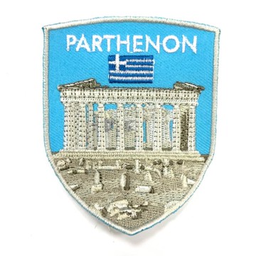DIY刺繡徽章 希臘 帕德嫩神廟 刺繡貼布 電繡貼 背膠補丁 外套電繡徽章 胸章 立體繡貼 裝飾貼 繡片貼 燙布貼紙 _廠商直送