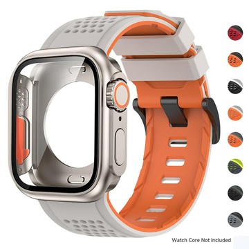 矽膠錶帶+錶殼兼容 Apple Watch Ultra 3 2 1 49mm Series 11 10 46mm 9 8