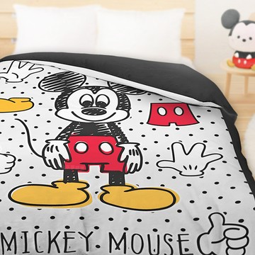 享夢城堡 雙人冬夏兩用被套6x7-迪士尼米奇MICKEY 小插畫-灰黑